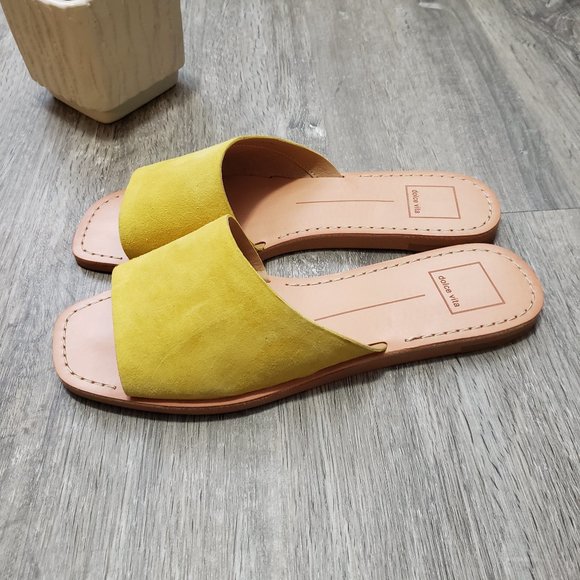 Dolce Vita Yellow Slide Sandals - Picture 2 of 14